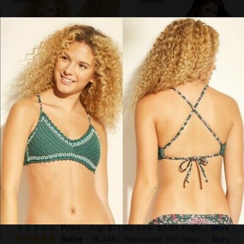 NWOT Xhilaration Crocheted Bralette Bikini Top